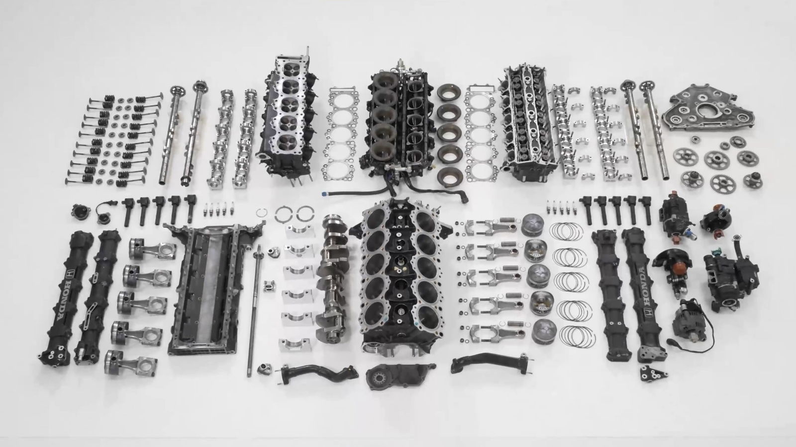 Disassembled Honda RA100E engine